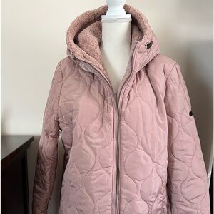 Lucky Brand Hooded Dusty Rose Quilted Puffer Coat